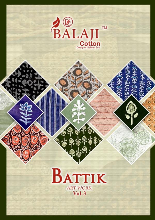 Balaji Battik Art Work Vol-3 Cotton Exclusive Designer Kurti Pant Dupatta